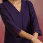 trueBrowns Purple Cotton Dobby Kurta Set | Swadesiicart