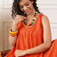 InWeave Orange Round Sleeveless Jumpsuit - Swadesiicart