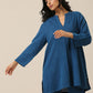 trueBrowns Classic Blue Slub Texture Relax Fit Co-Ord Set - Swadesiicart