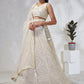 House of Panchhi Cream Net Cutdana, Sequins And Zarkan Embroidery Lehenga Choli & Dupatta | Swadesiicart