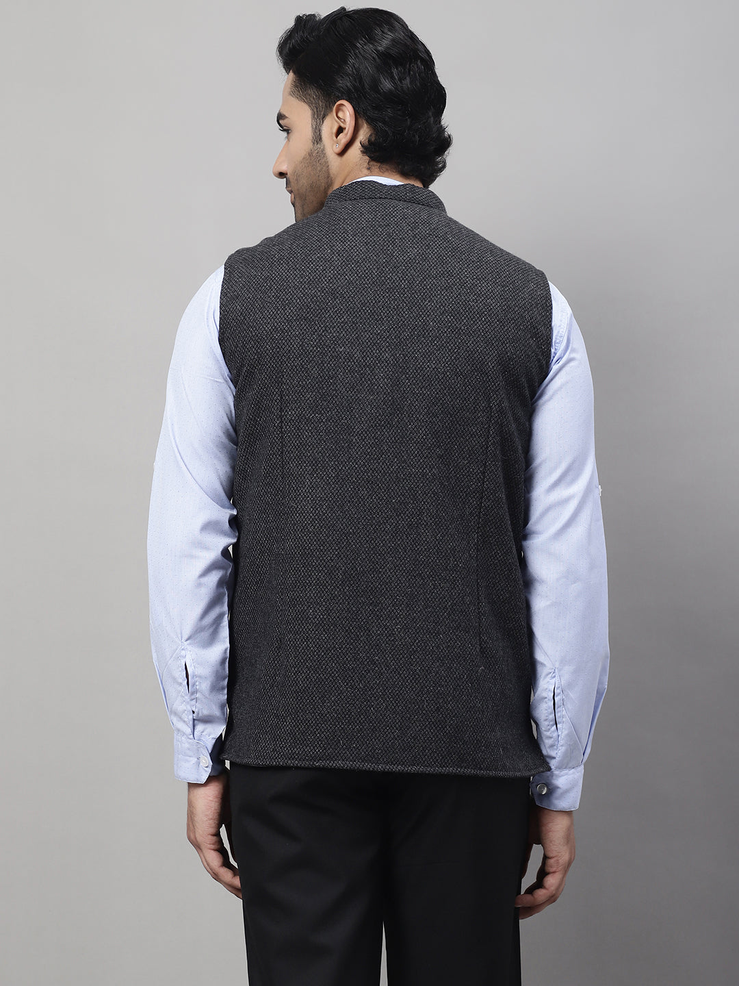 Even Apparels Men's Grey Pure Wool Nehru Jacket | Swadesiicart