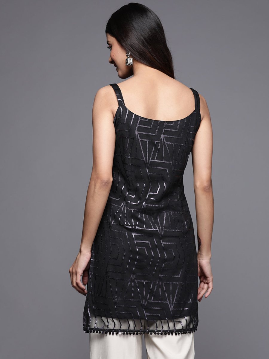 Ahalyaa Square Neck Printed Embellished Crepe Tunic | Swadesiicart