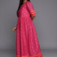 Ahalyaa Plus Size V-Neck Maxi Ethnic Dress | Swadesiicart