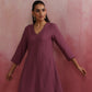 trueBrowns Light Purple Cotton Dobby Flared Kurta Set | Swadesiicart