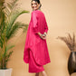 InWeave Women's Fuchsia Flared Kurta Palazzo Set - Swadesiicart