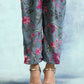 trueBrowns Grey Printed Velvet Pant | Swadesiicart