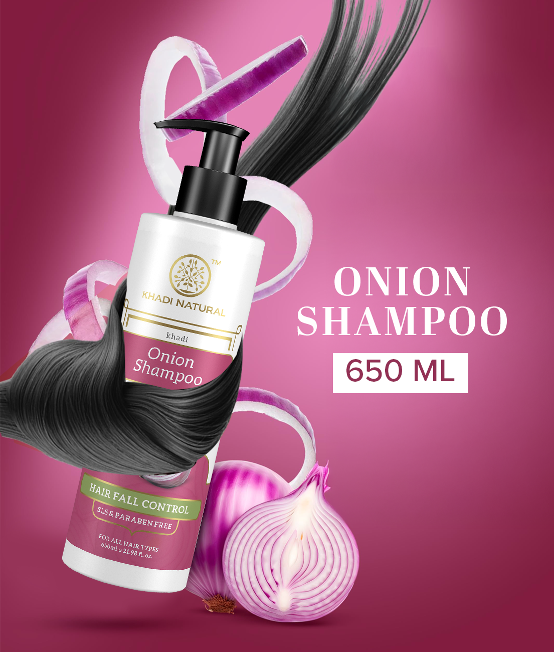 Khadi Natural Onion Shampoo For Hair Fall Control SLS & Paraben Free – 650ml