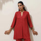 trueBrowns Maroon Viscose Solid Co-ord Set - Swadesiicart
