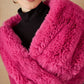 InWeave Women's Light Pink Long Faux Fur Cape - Swadesiicart