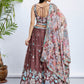 House of Panchhi Rose Gold Pure Georgette Sequins And Thread Embroidery Lehenga Choli & Dupatta | Swadesiicart