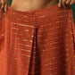 trueBrowns Rust Cotton Gold Lurex Striped Ready to Wear Saree | Swadesiicart