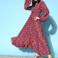 InWeave Women's Wine Edgy Print Dress - Swadesiicart