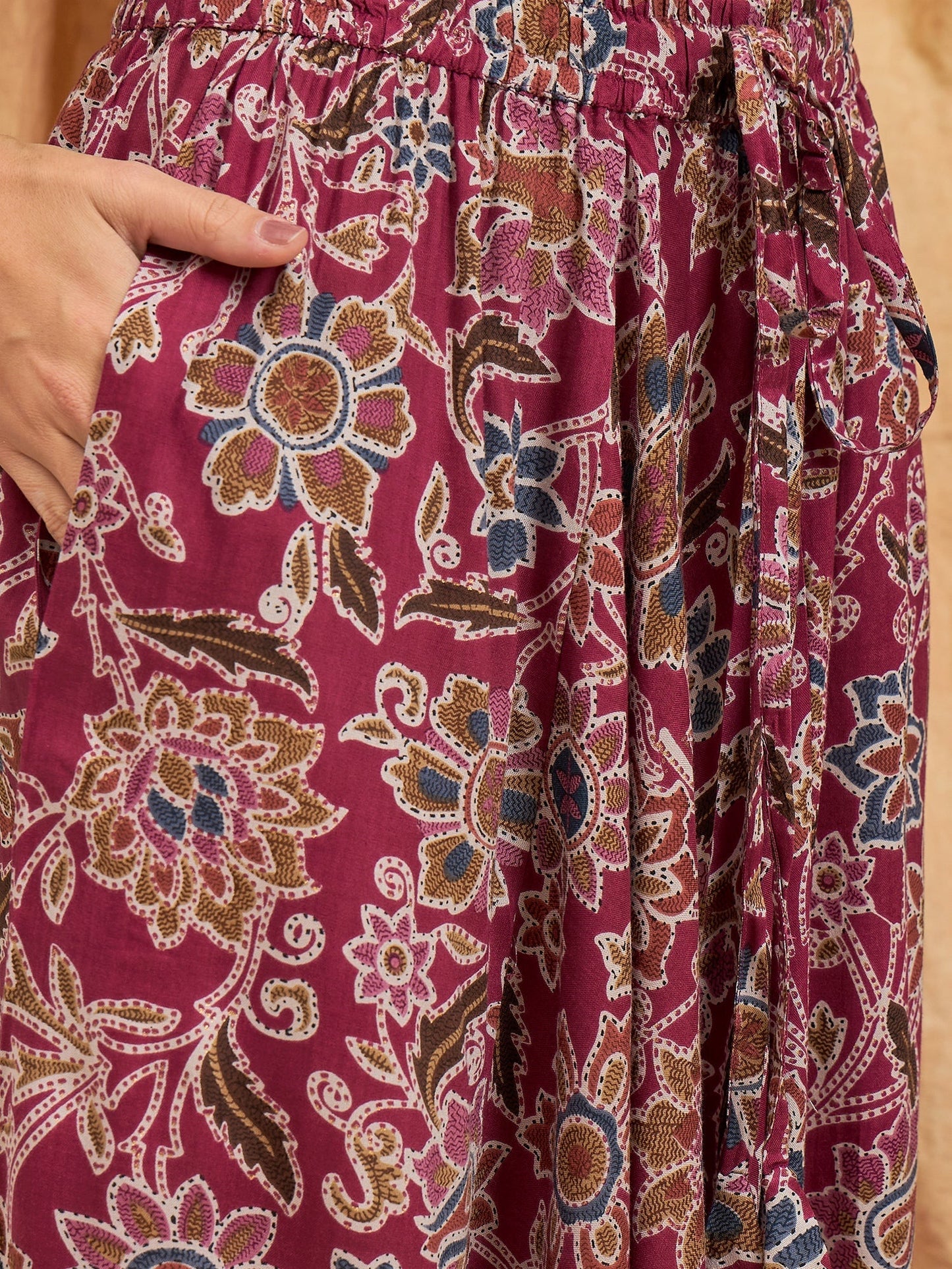 InWeave Burgundy Big Jaal Harem Pant - Swadesiicart