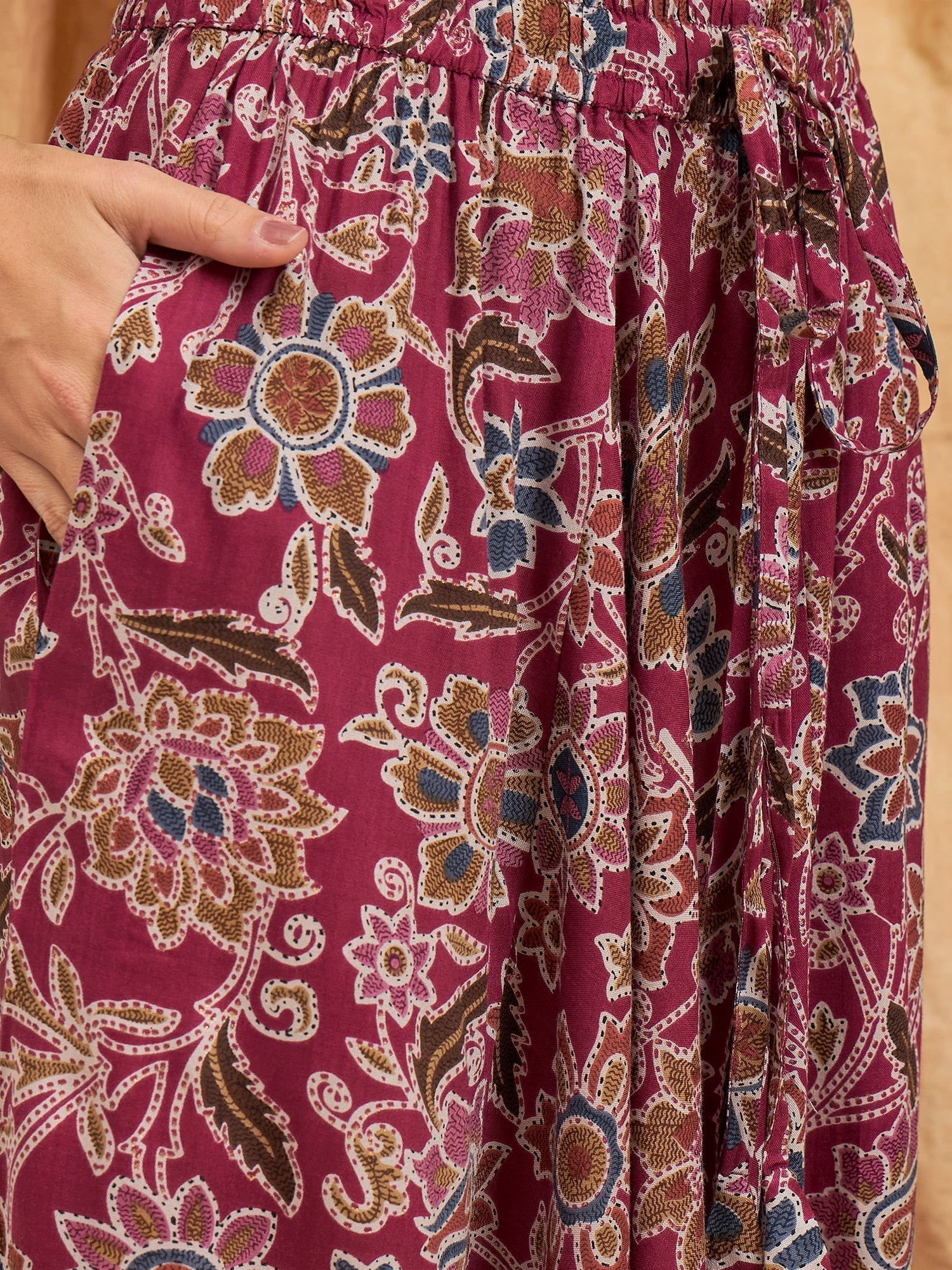 InWeave Burgundy Big Jaal Harem Pant - Swadesiicart