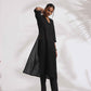 trueBrowns Black Cotton Schiffli Kurta Set | Swadesiicart