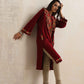 trueBrowns Maroon Kashmiri Embroidered Woollen Phiran Kurta | Swadesiicart