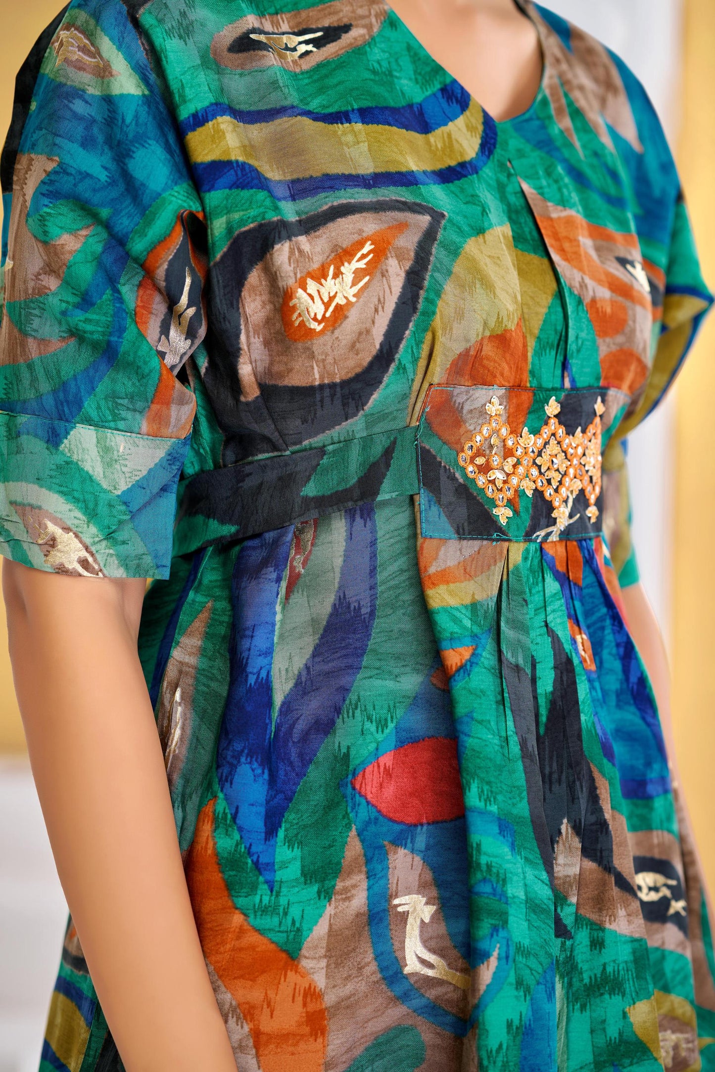 BulBul Kalki Green Chanderi Co-Ord Set - Swadesiicart