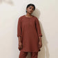 trueBrowns Brown Cotton Linen Kurta Co-Ord Set - Swadesiicart