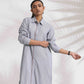 trueBrowns Grey Stripe Cotton Shirt Dress | Swadesiicart