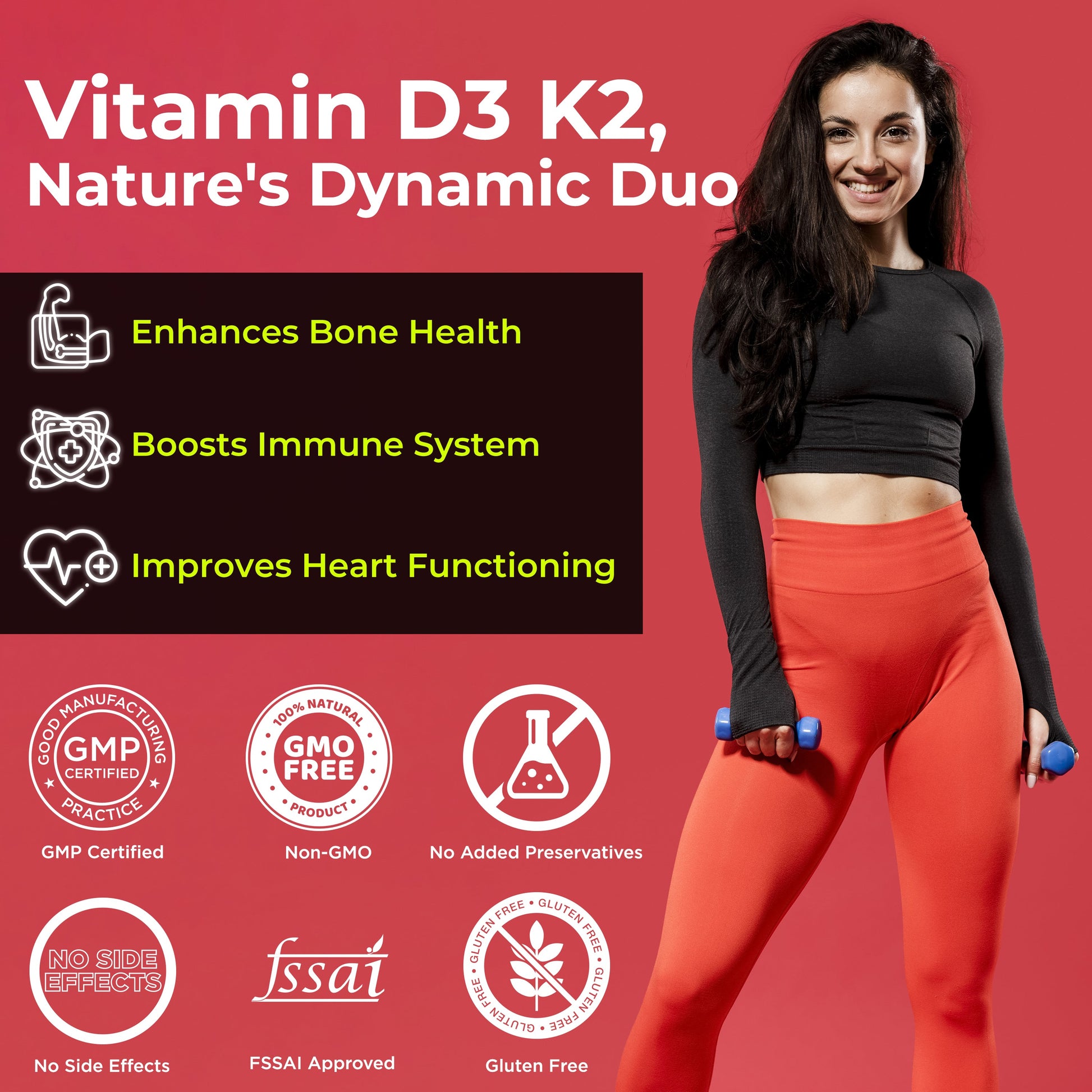 Health Veda Organics Vitamin D3 + K2 Healthy Bones Tablets - Swadesiicart