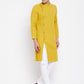 Even Apparels Yellow Pure Cotton Kurta With Band Collar | Swadesiicart