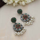 trueBrowns Silver Gold Tone Circular Stone Earrings - Swadesiicart