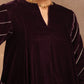 trueBrowns Wine Velvet Sleeve Embroidered Co-ord Set - Swadesiicart