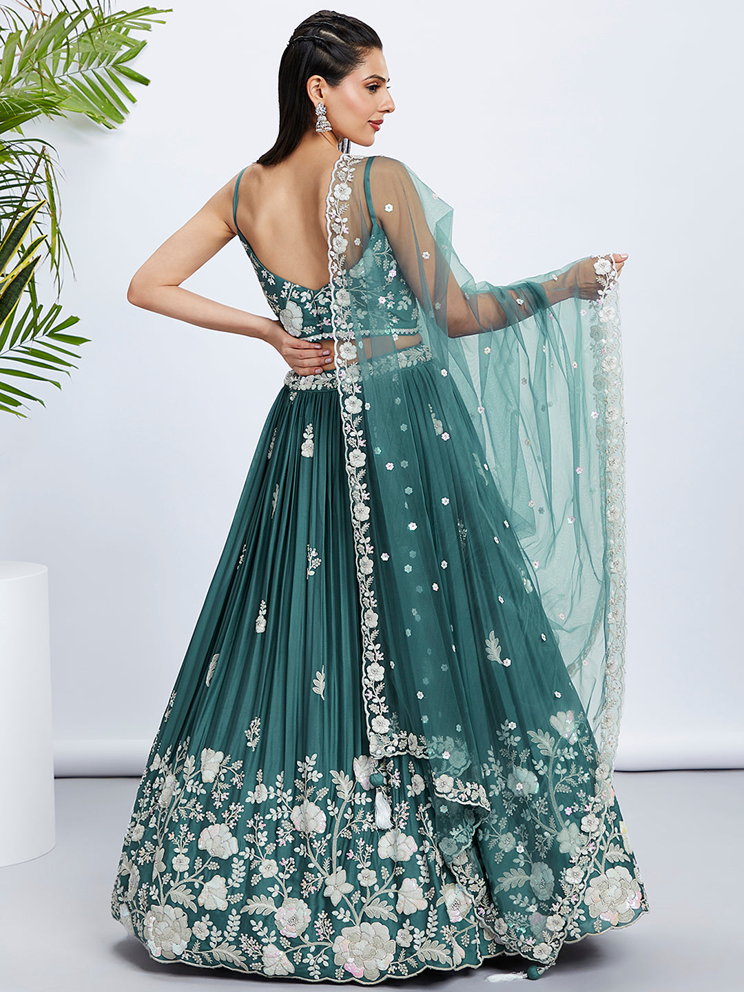 House of Panchhi Pink Pure Georgette Position Printing With Siroski Stone Work Lehenga Choli & Dupatta | Swadesiicart