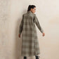 trueBrowns Green Check Flared Winter Dress | Swadesiicart