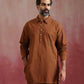 trueBrowns Men's Brown Cotton Shirt Collar Stylized Kurta Co-ord set - Swadesiicart