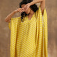 trueBrowns Lime Lehariya Printed Silk Kaftan Pant Set | Swadesiicart
