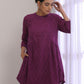 trueBrowns Plum Purple Dobby Gathers Co-Ord Set - Swadesiicart