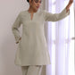 trueBrowns Light Grey Slub Co-Ord Set - Swadesiicart