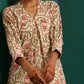 trueBrowns Pink Floral Cotton Printed Neck Pleat Co-ord Set - Swadesiicart