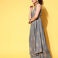 InWeave Women's Grey Gold Strappy Kurta Set - Swadesiicart