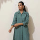 trueBrowns Green Cotton Linen Kurta Pant Set | Swadesiicart