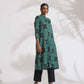 trueBrowns Green Cotton Print Front Slit Kurta Set | Swadesiicart