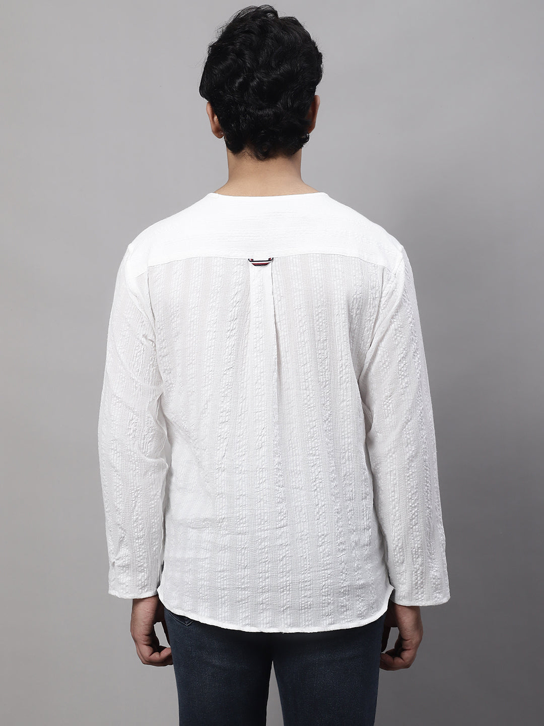 Even Apparels White Pure Cotton Open Neck Kurta | Swadesiicart