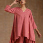 trueBrowns Blush Gold Cotton High-Low Co-Ord Set - Swadesiicart