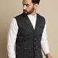 Even Apparels Men's Black Waistcoat with Notched Lapel | Swadesiicart