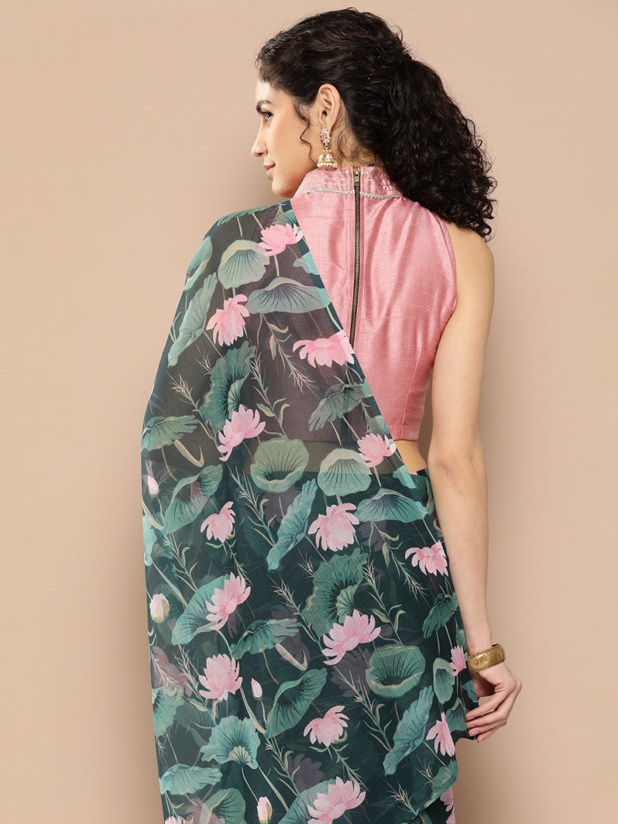 Ahalyaa Floral Poly Chiffon Saree | Swadesiicart