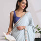 trueBrowns Grey Muslin Silk Saree | Swadesiicart