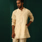 trueBrowns Men's Ivory Geometric Floral Viscose Silk Co-ord Set - Swadesiicart