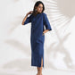 trueBrowns Blue Slub Dress | Swadesiicart