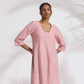 trueBrowns Red Cotton Stripe Straight Kurta Set | Swadesiicart