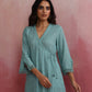 trueBrowns Aqua Blue Cotton Dobby Angrakha Kurta Set | Swadesiicart
