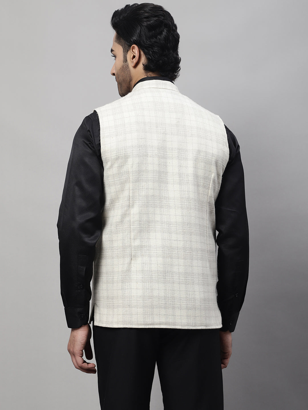 Even Apparels Men's Cream Pure Wool Nehru Jacket | Swadesiicart