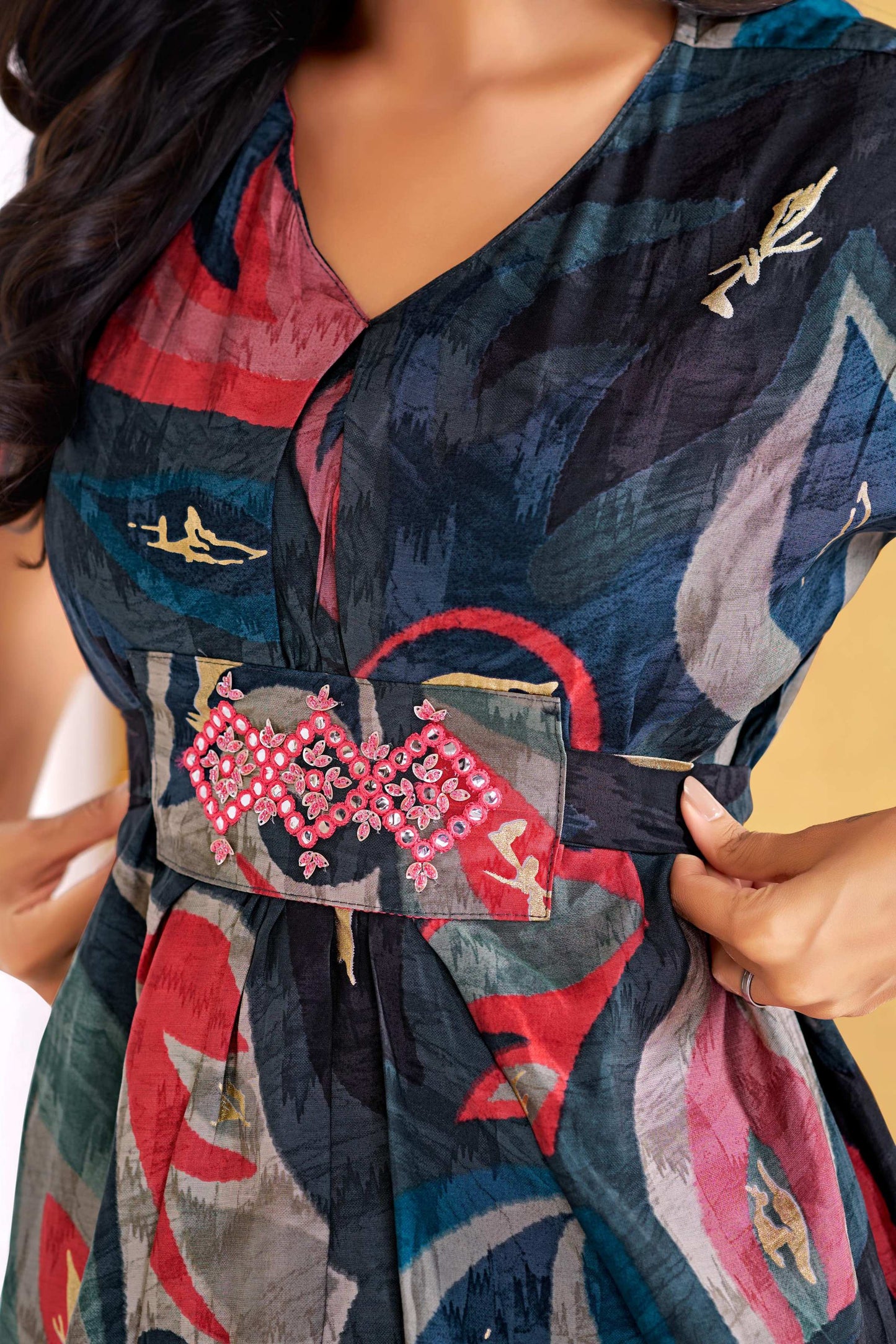 BulBul Kalki Blue Chanderi Co-Ord Set - Swadesiicart