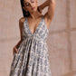 trueBrowns Grey Dabu Buta Print Cotton Sleeveless Dress | Swadesiicart
