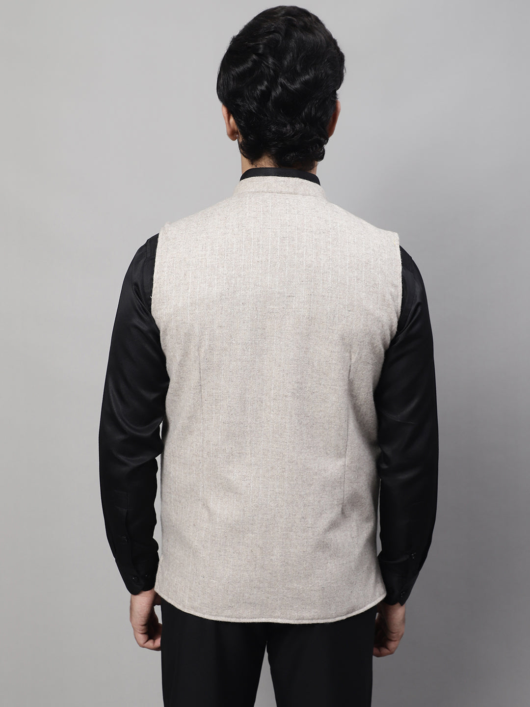 Even Apparels Men's Beige Pure Wool Nehru Jacket | Swadesiicart